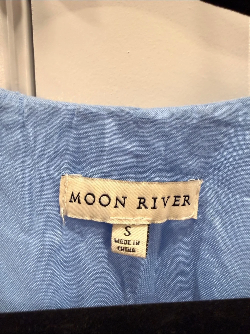 Moon River Anthropologie Light Blue Puff-Sleeve Tiered Midi Dress